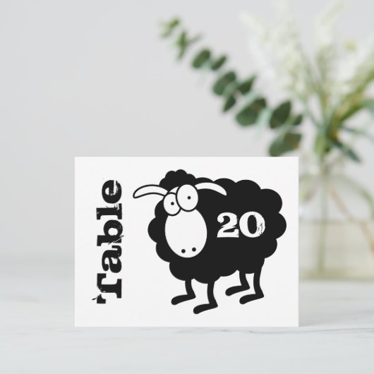 Zwart schapennummer Briefkaart (Staand voorkant)