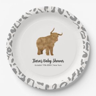 Zwart Schattige Boho Holy Koe Western Baby shower Papieren Bordje
