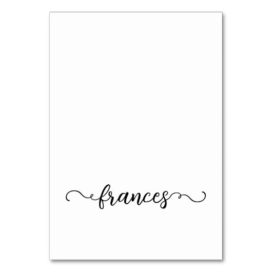 Zwart Schattige Curly Script Naam Plaats Kaarten (Voorkant)