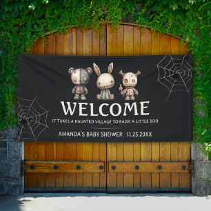 Zwart Schattige Halloween Baby shower Welkom Vinyl Spandoek