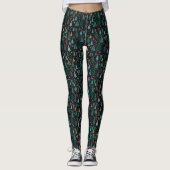 Zwart Schattige Kerstboom Print Leggings (Voorkant)