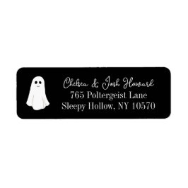 Zwart Schattige Vriendelijke Geest Halloween Retou Etiket