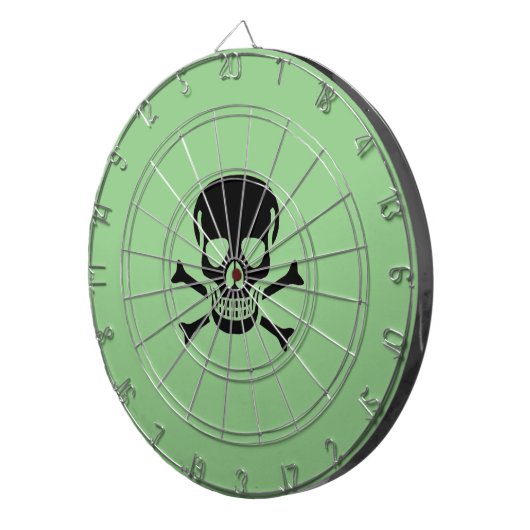 Zwart Schedel groen dartboard Dartbord (Voorkant Rechts)