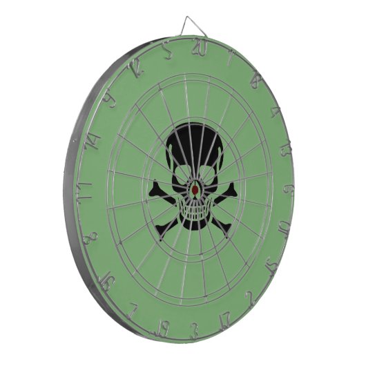 Zwart Schedel groen dartboard Dartbord (Voorkant Links)