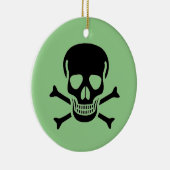 Zwart Schedel groen rond keramisch ornament 2 zijd (Rechts)