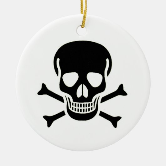 Zwart Schedel wit rond keramisch ornament 2 zijdig (Voorkant)