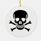 Zwart Schedel wit rond keramisch ornament 2 zijdig (Achterkant)