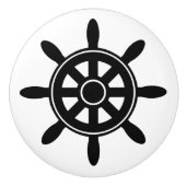 Zwart Scheepswiel Nautische Themakabinet Knop (Voorkant)