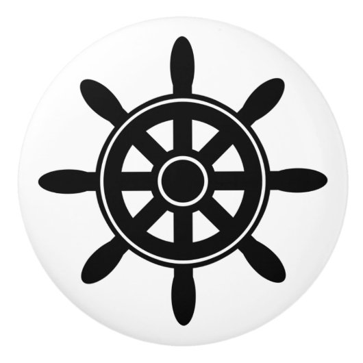 Zwart Scheepswiel Nautische Themakabinet Knop (Voorkant)