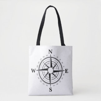 Zwart schip/boot, kompas, handtas