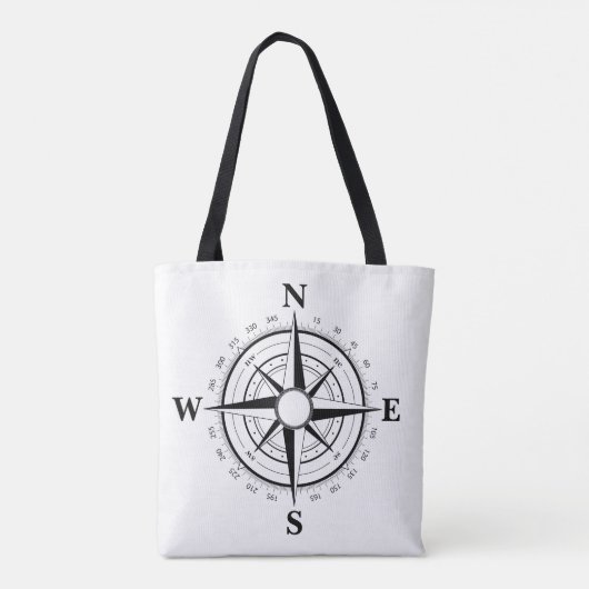 Zwart schip/boot, kompas, handtas (Achterkant)