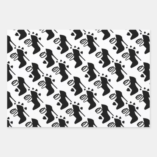 Zwart schoeisel — Papierlade voor vulling van 3 ve Inpakpapier Vel (Voorkant 2)