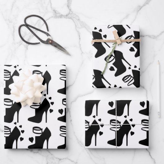 Zwart schoeisel — Papierlade voor vulling van 3 ve Inpakpapier Vel (Voorkant)