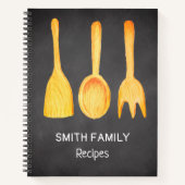 Zwart schoolbord Bruine Gele Bestek Recept Notitieboek (Voorkant)