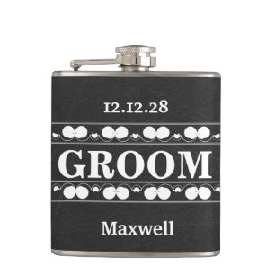 Zwart schoolbord De Groomsman bruiloft Heupfles