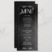 Zwart schoolbord Elegant Slim Dinner Menu (Voorkant / Achterkant)