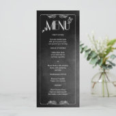 Zwart schoolbord Elegant Slim Dinner Menu (Staand voorkant)
