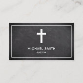 Zwart schoolbord Jezus Christus Kruis Pastor Visitekaartje (Voorkant)