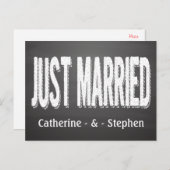 Zwart schoolbord net getrouwd bruiloft aankondigin aankondigingskaart