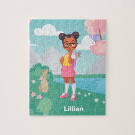 Zwart schoolmeisje Aangepast Jigzaag Puzzle Legpuzzel