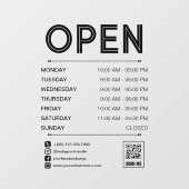 Zwart Schoon Praktisch Openingsuren Qr Code Raamsticker (Vel)