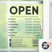 Zwart Schoon Praktisch Openingsuren Qr Code Raamsticker (Huis)