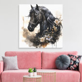 Zwart schoonheid paard portret canvas afdruk (Insitu (Woonkamer))