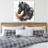 Zwart schoonheid paard portret canvas afdruk (Insitu (Slaapkamer))