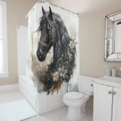 Zwart schoonheid paard portret douchegordijn (In situ)