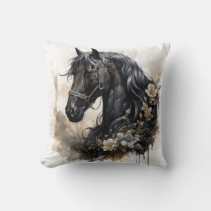 Zwart schoonheid paard portret kussen