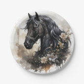 Zwart schoonheid paard portret papieren bordje (Voorkant)