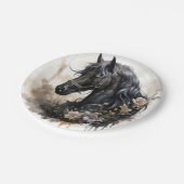 Zwart schoonheid paard portret papieren bordje (Gekanteld)