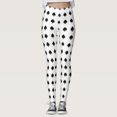 zwart schoppenpatroon op wit leggings (Voorkant)