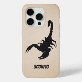 Zwart schorpioen silhouet met naam op zand iPhone 15 pro case