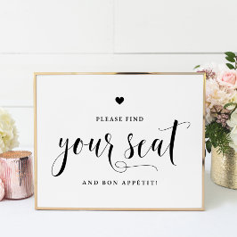 Zwart Schrift Gelieve Uw Plaats Te Vinden En Smake Poster
