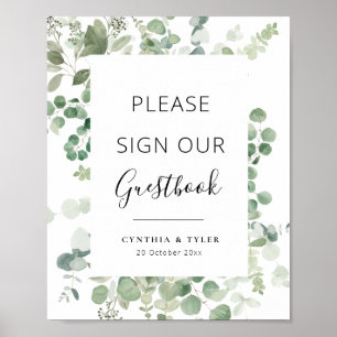 zwart schrift groenblijvende eucalyptus trouwgaste poster