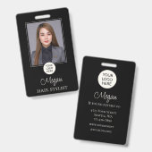 Zwart Schrift Logo Foto Kapper Badge (Voor- en achterkant)