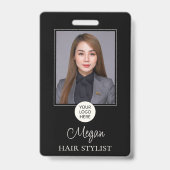 Zwart Schrift Logo Foto Kapper Badge (Voorzijde)