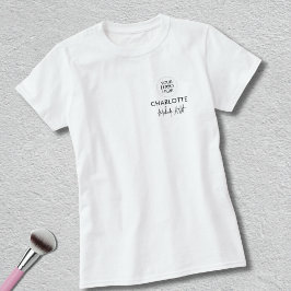 Zwart Schrift Medewerker Naam Zakelijk Logo Make-u T-shirt