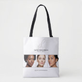 Zwart Schrift Monogram Logo Foto Make-up Studio Tote Bag (Voorkant)