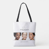 Zwart Schrift Monogram Logo Foto Make-up Studio Tote Bag (Achterkant)
