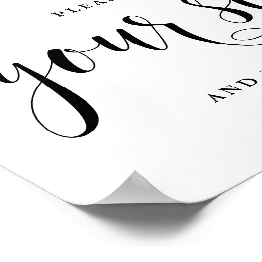 Zwart Schrift Vind Uw Plaats en Smullen Poster (Hoek)