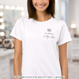 Zwart Schrift Werknemersnaam Bedrijfslogo Make-up T-shirt