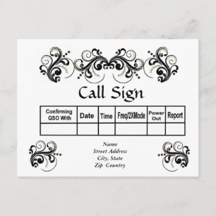 Zwart schuifwiel met Gold Bead 3-D look QSL-kaarte Briefkaart