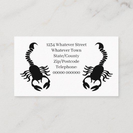 Zwart Scorpion-ontwerp Contactkaartje (Achterkant)