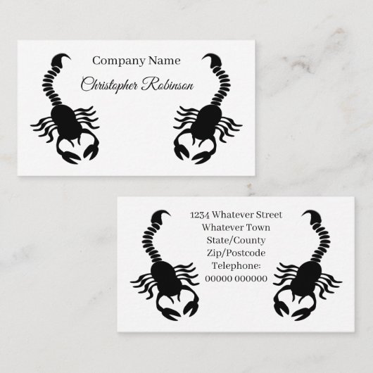 Zwart Scorpion-ontwerp Contactkaartje (Voorkant / Achterkant)