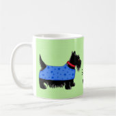 Zwart Scottie Hond Blauwe Jas Naam Personaliseer G Koffiemok (Links)