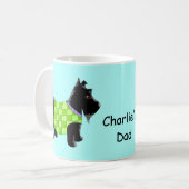 Zwart Scottie Hond Groen Blauw Naam Gepersonalisee Koffiemok (Voorkant links)