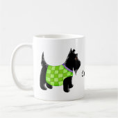 Zwart Scottie Terriër Hond Groene Naam Gepersonali Koffiemok (Links)