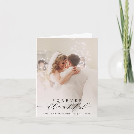 Zwart Script 2 foto voor altijd dankbare bruiloft Bedankkaart (Voorkant)
